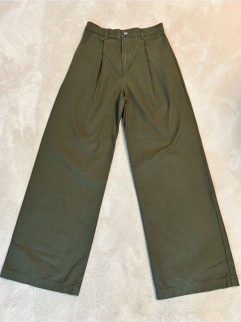 Levi's Olive Wide-Leg Pleated Trousers Women’s 26R
